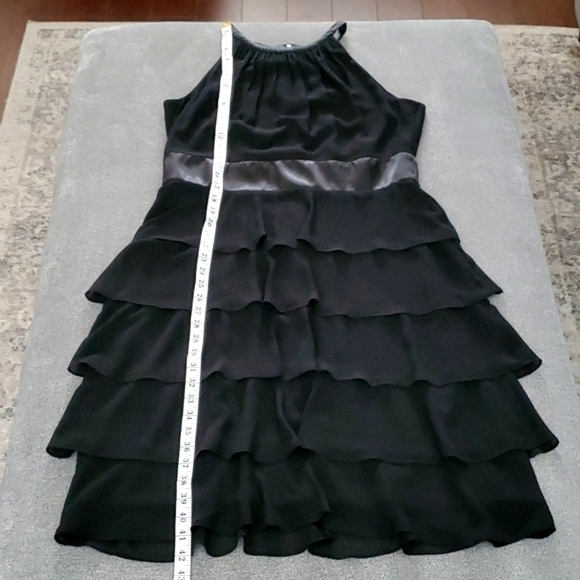 🆕️ EVAN-PICONE Black Halter Chiffon Tiered Ruffle Dress SIZE: 14 - Picture 7 of 9